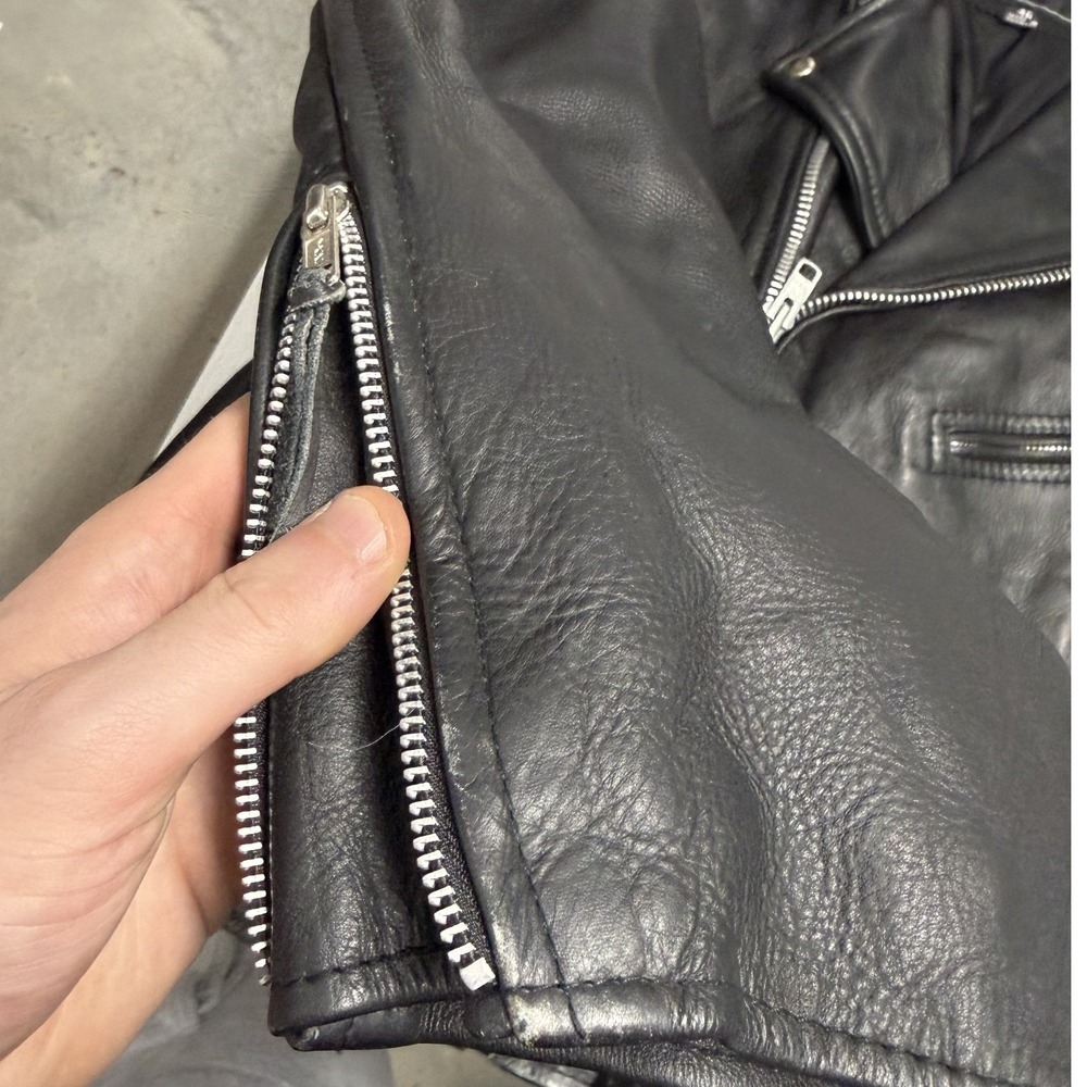 UNIK Leather Apparel Motorcycle Jacket Mens Size 46 Black Excellent Biker Moto - Picture 5 of 8